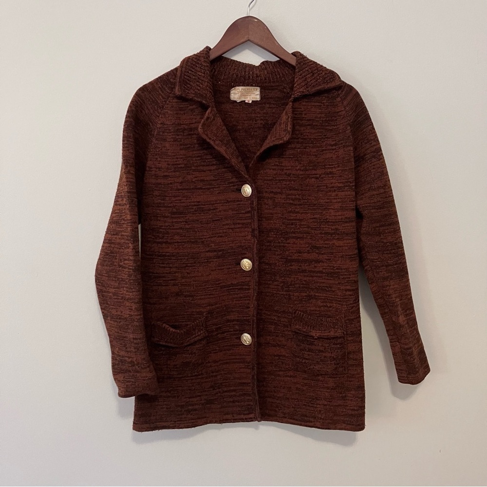 Vintage Women’s Sz. M Brown Car Coat Gold Tone Buttons Pockets Preppy Old Money